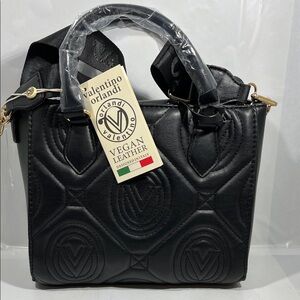 Valentino Orlandi Black Quilted Satchel